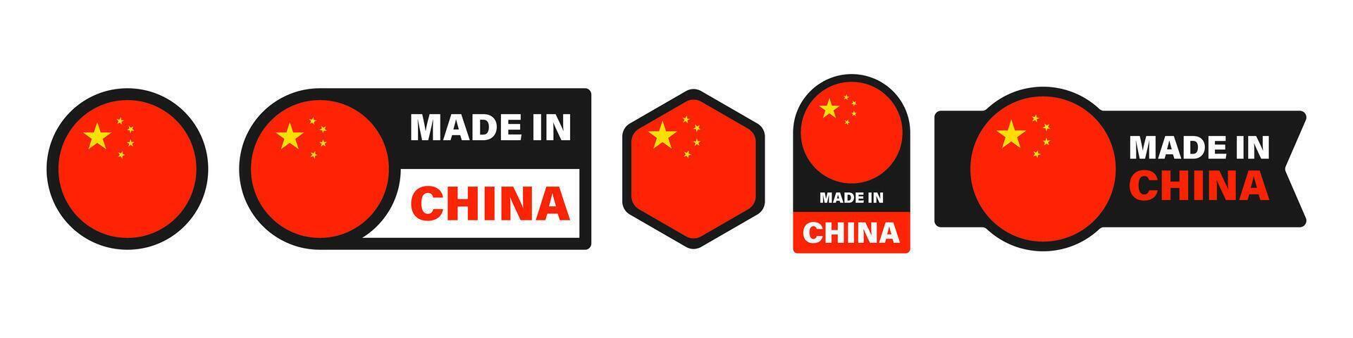 Made in China flag stickers vector