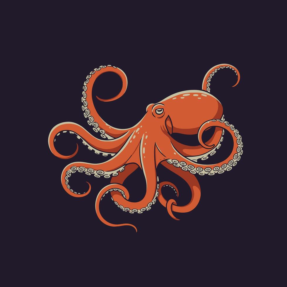 Orange octopus logo design vector