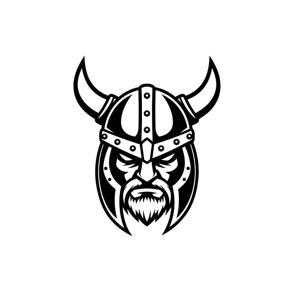 Viking helmet logo design with horns vector