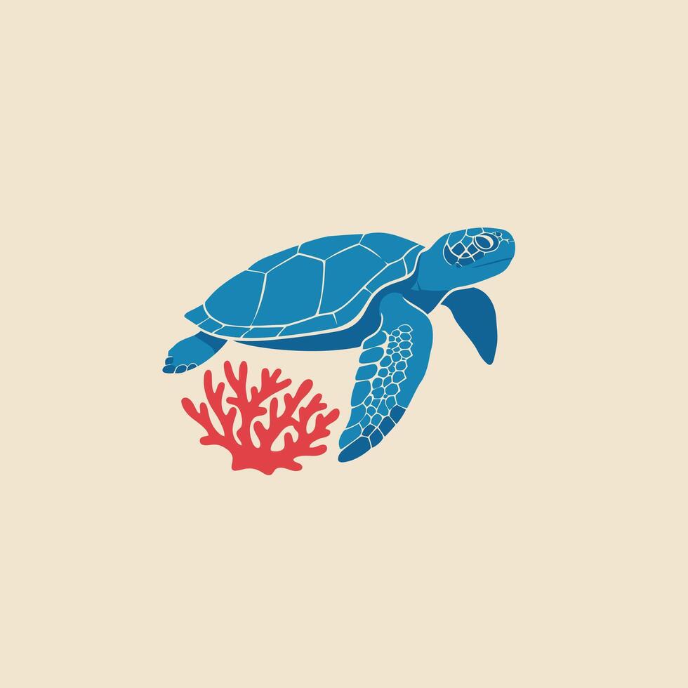 Blue sea turtle logo design vector