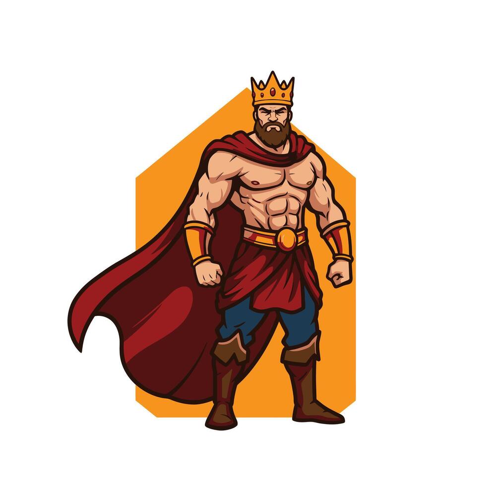 Logo design of a man in a cape wearing a crown vector