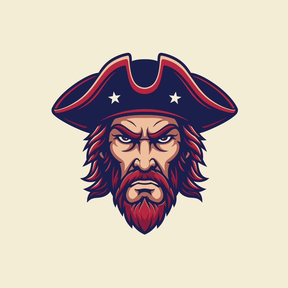 Logo design of a pirate head with a beard and mustache vector