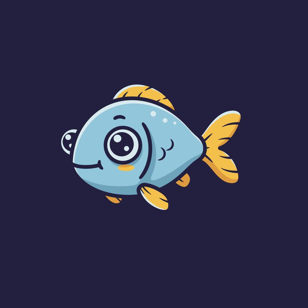 Logo design of a cartoon fish with big eyes vector