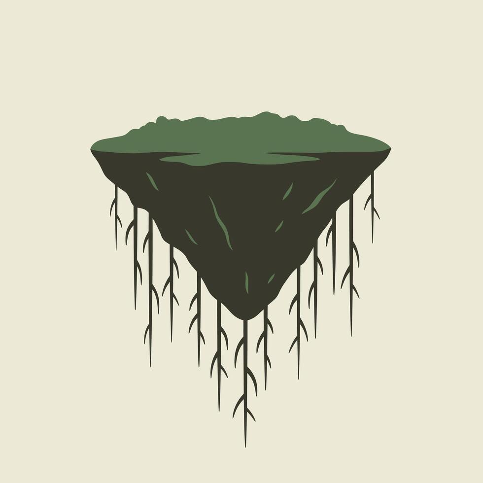 Logo design of a floating island with roots vector