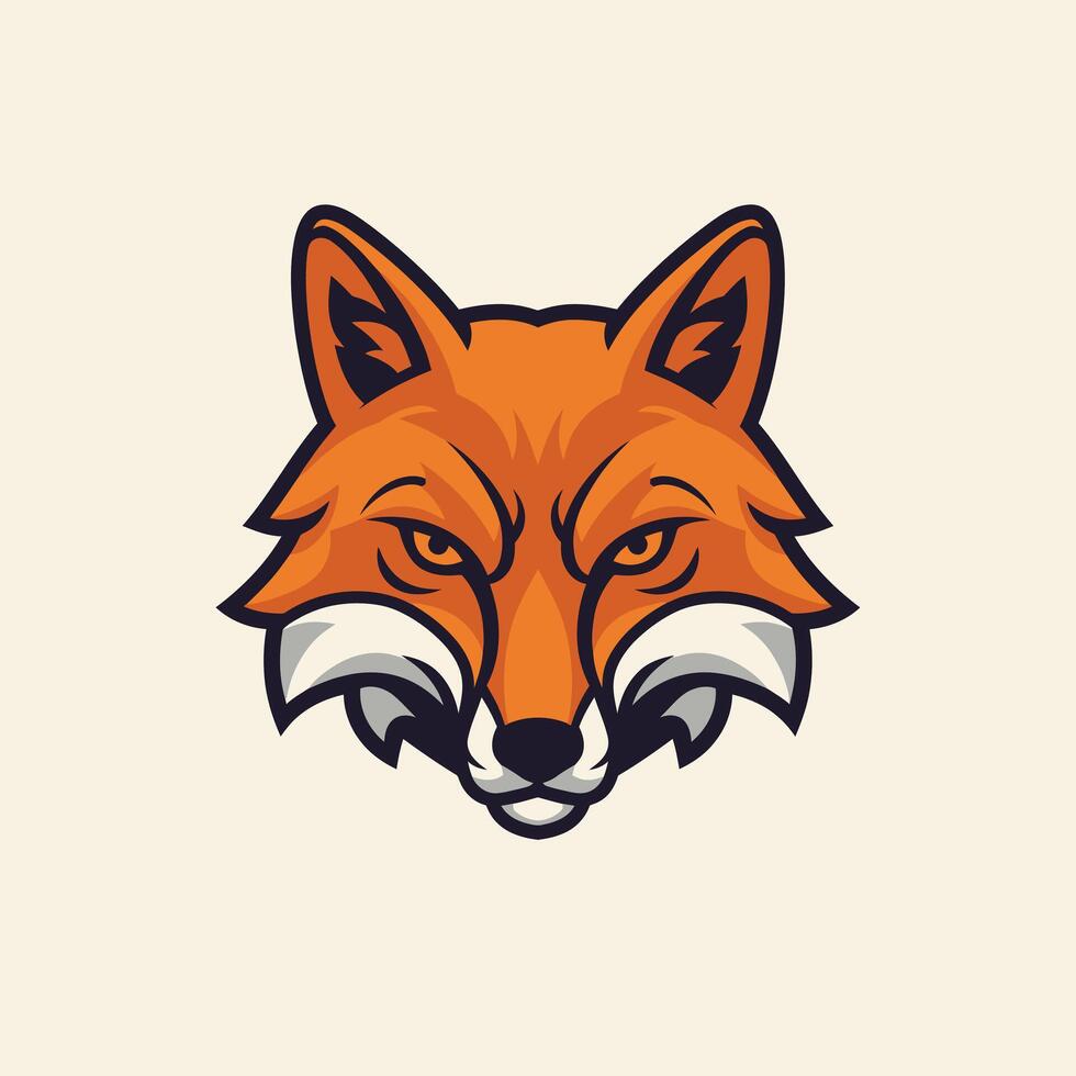 Fox head logo design on a light background vector