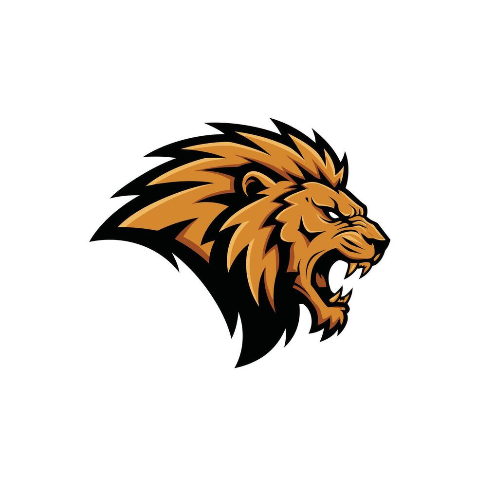 Lion roaring logo design vector