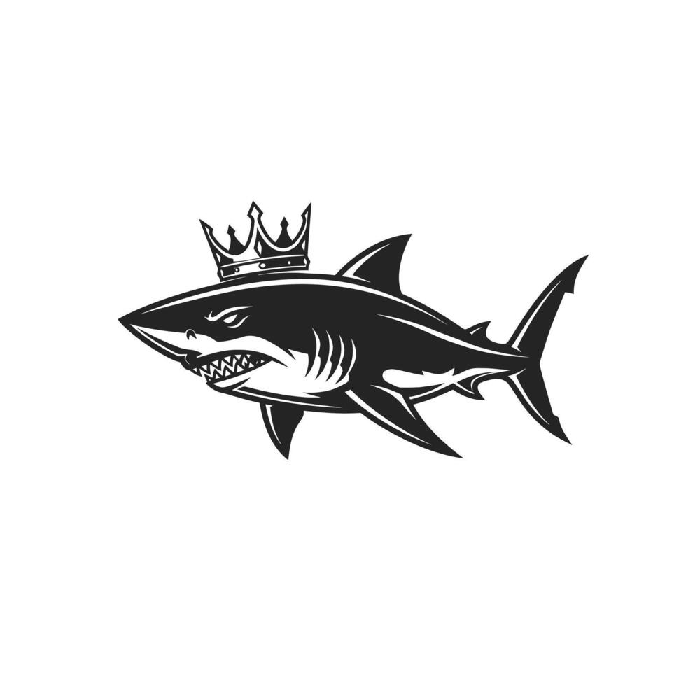 Shark with crown logo design vector
