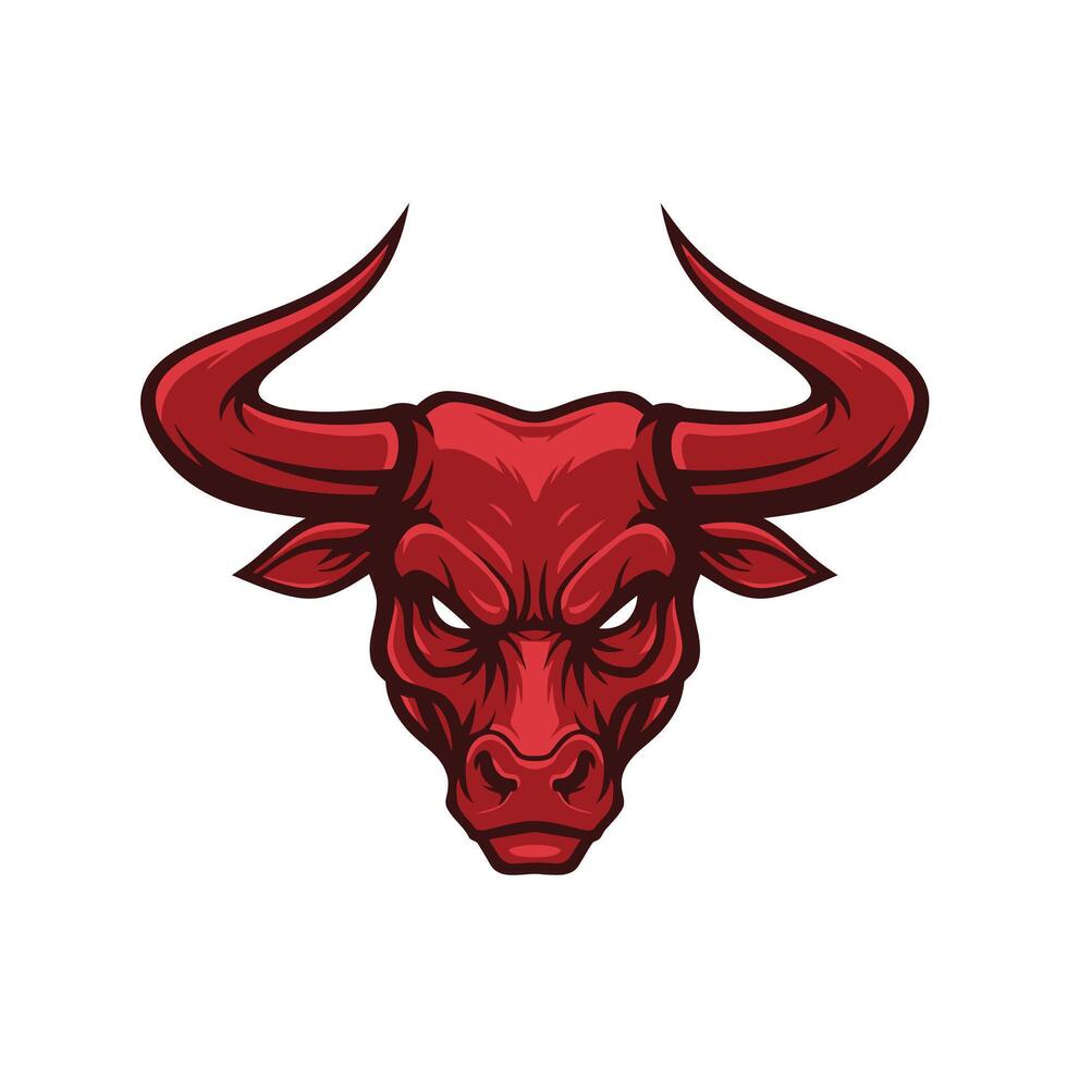 Red bull head mascot logo design vector