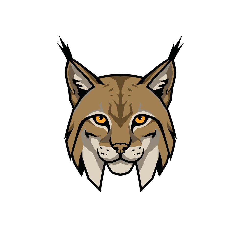Brown lynx head logo design vector