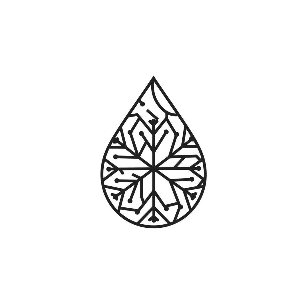 Logo design of a droplet with a black and white pattern vector