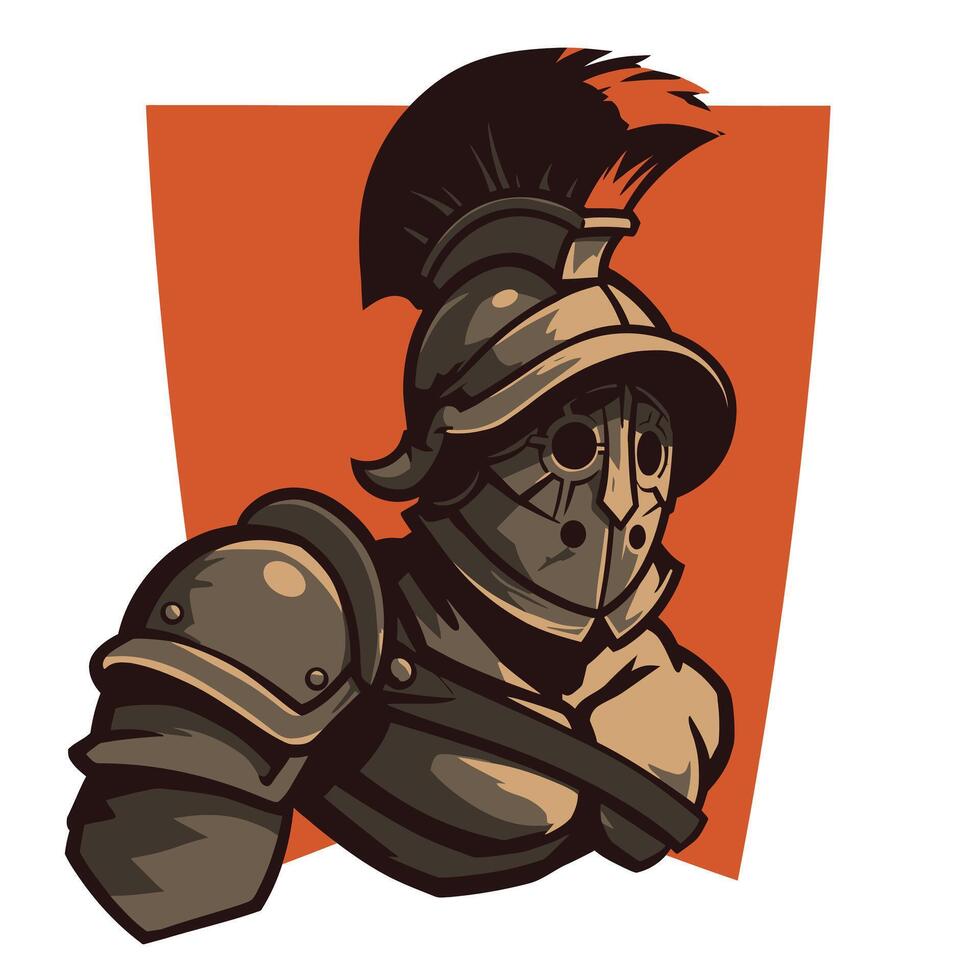 Spartan warrior logo design in an orange background vector