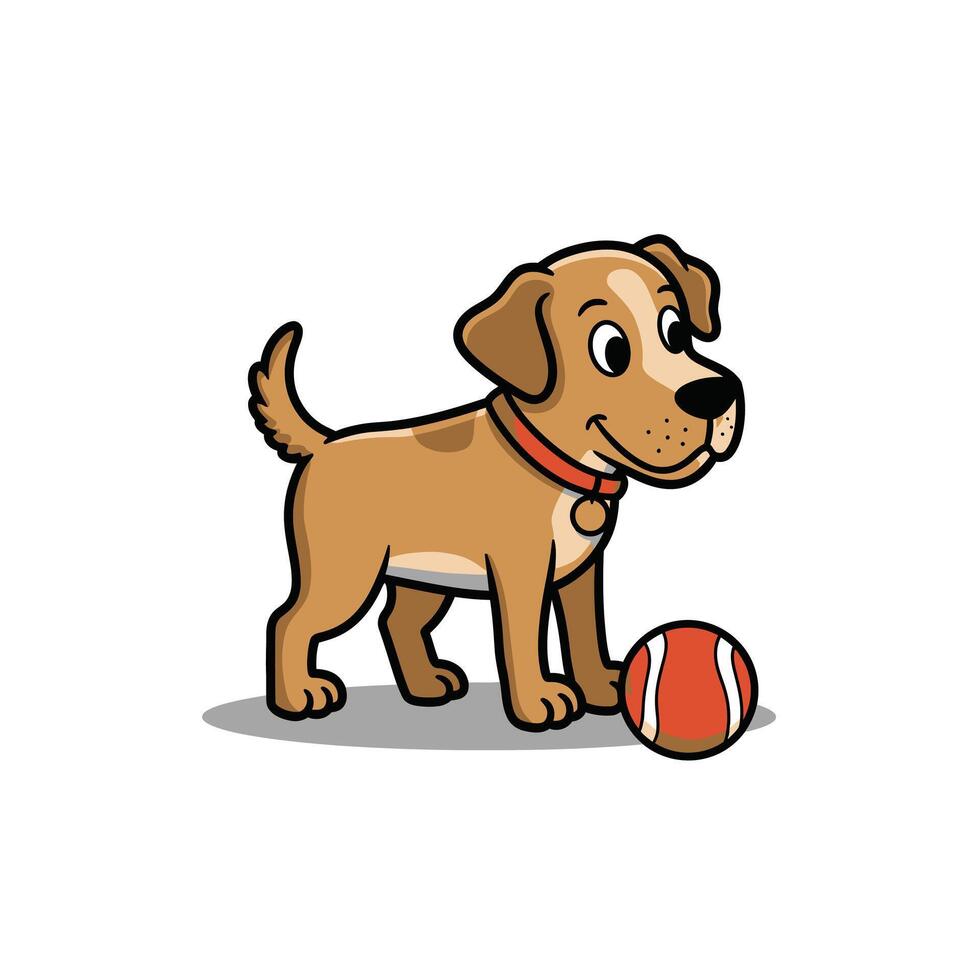 Cartoon dog with a ball logo design on a white background vector