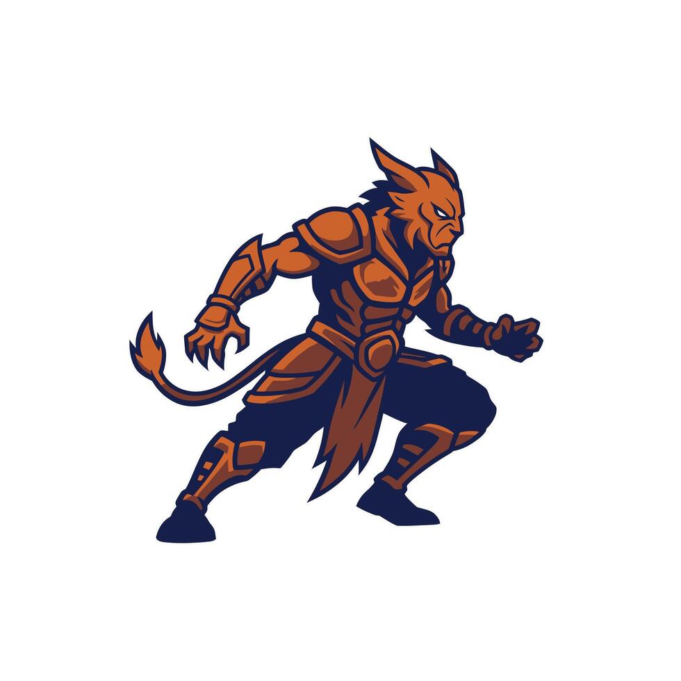Strong beast with a lion head logo design vector