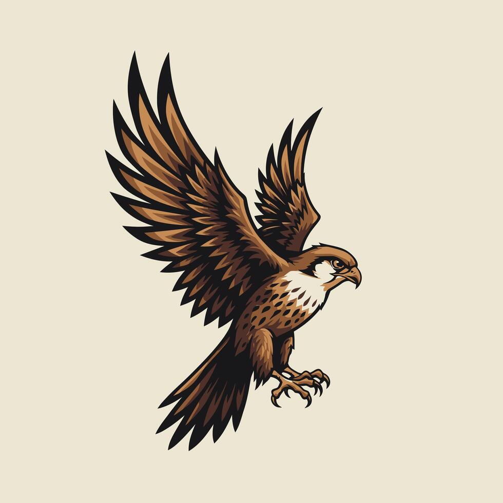 Brown eagle flying in the air logo design vector