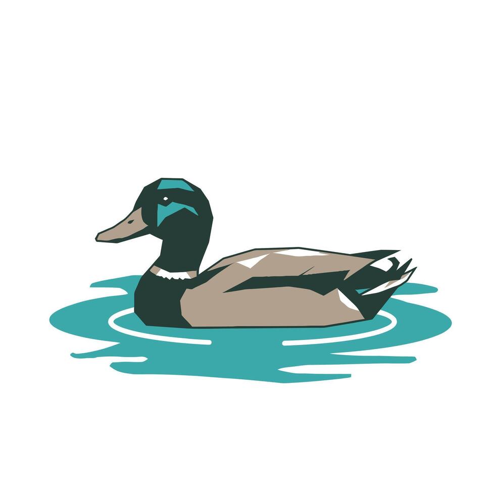Mallard duck swimming in water logo design vector