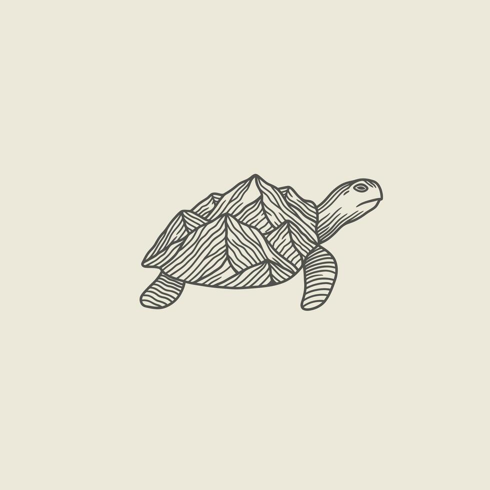 Logo design of a turtle with mini mountain shaped shell vector