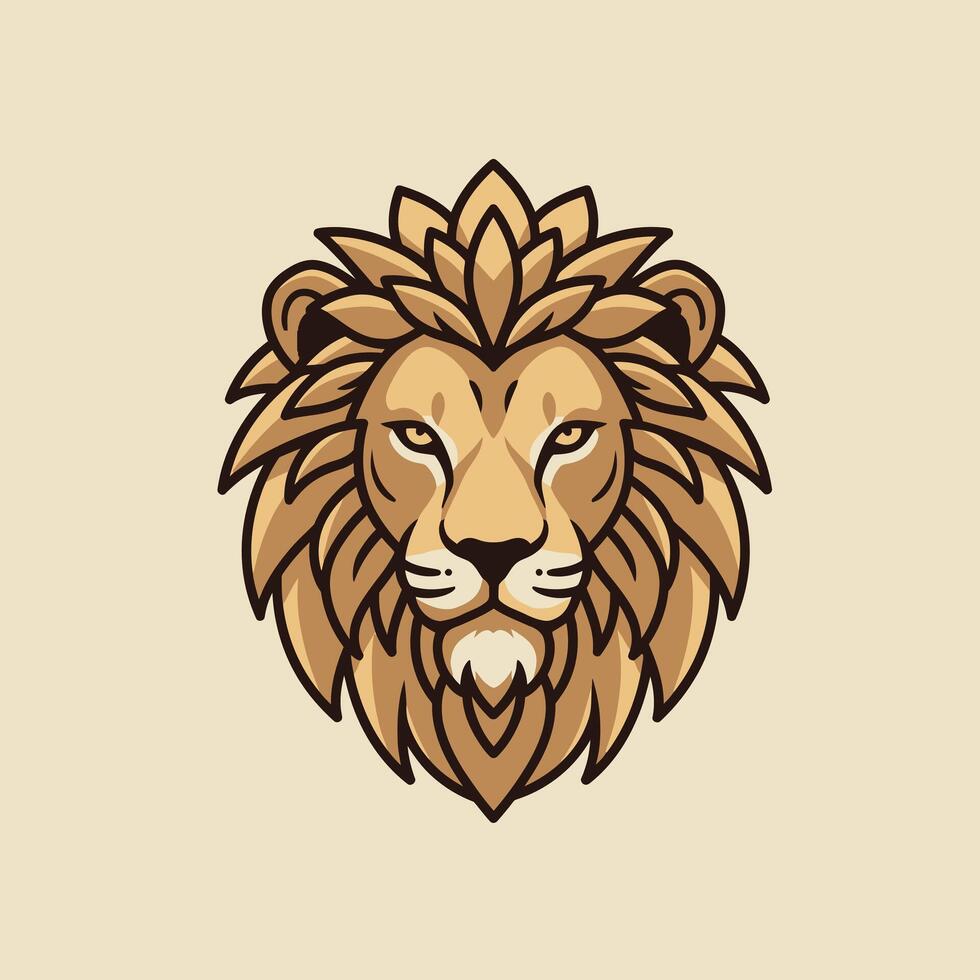 Golden lion head logo design vector