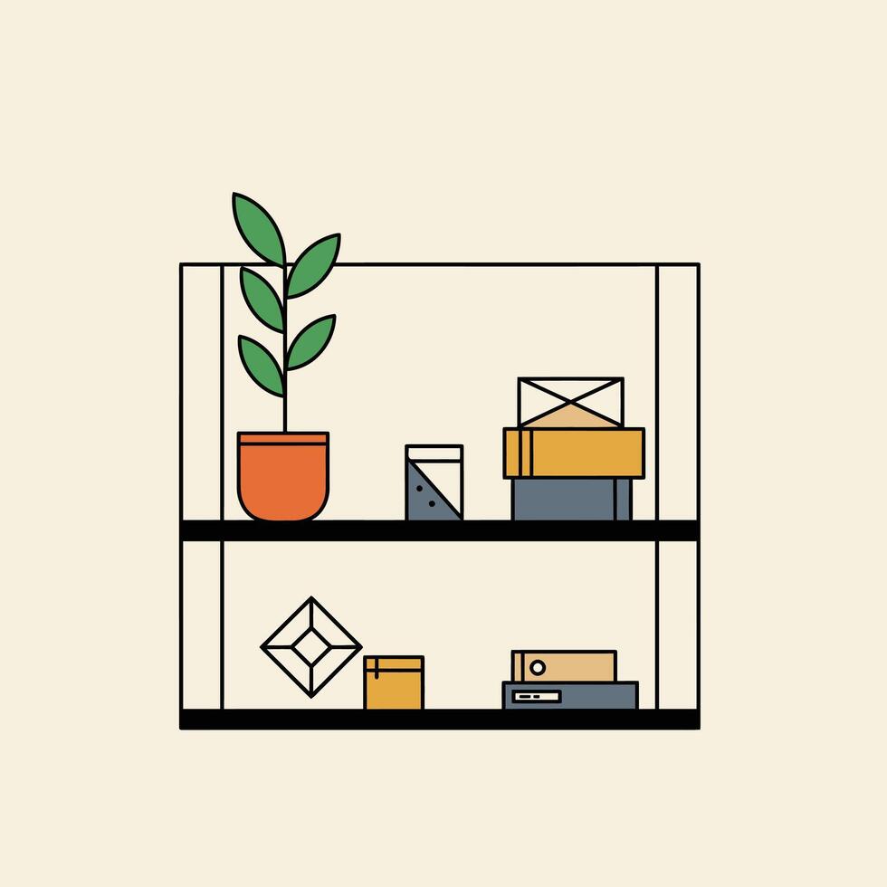 Logo design of a plant on a shelf with folders vector