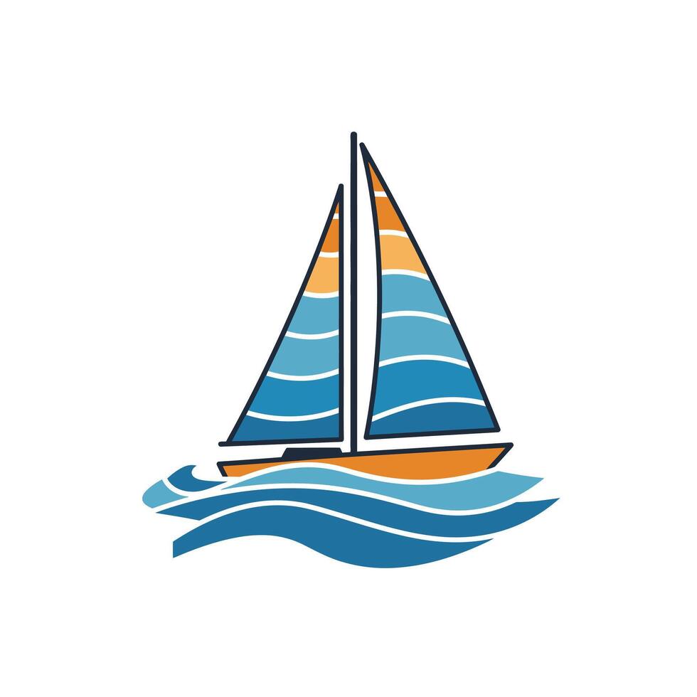 Colorful sailboat logo design vector