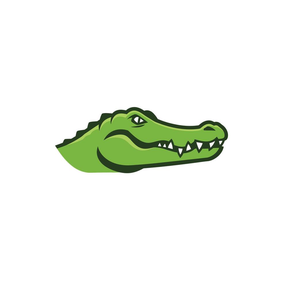 Green alligator head logo design on a white background vector