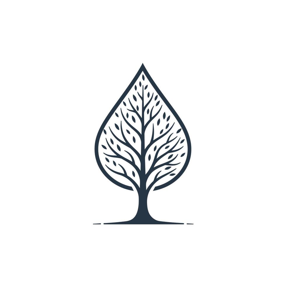 Logo design of a tree with branches and a droplet vector