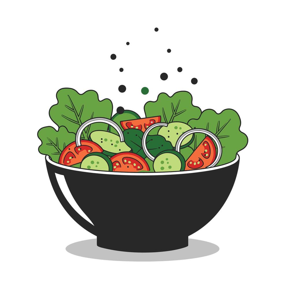 Logo design of a bowl of vegetable salad vector