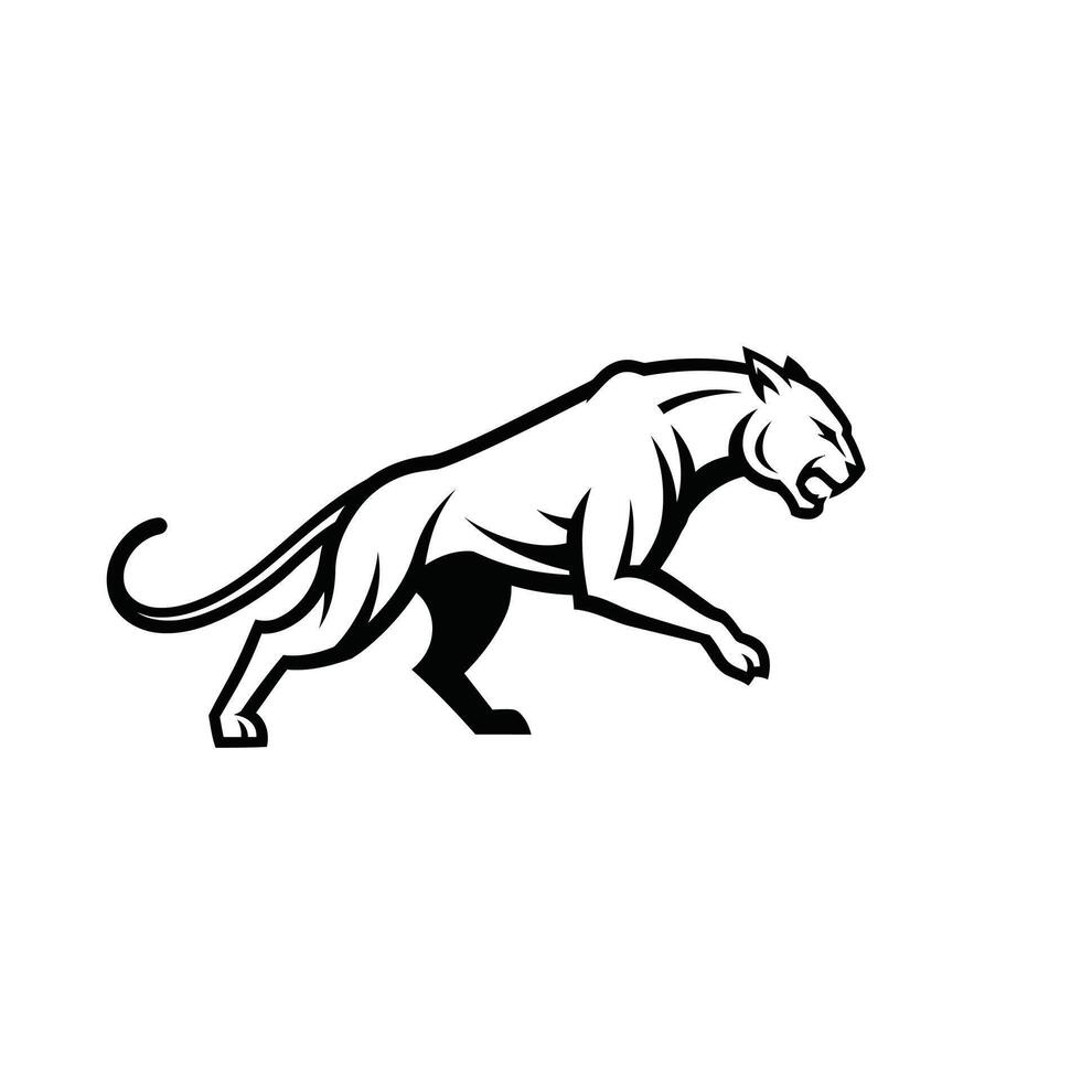 Black and white logo design of a panther running vector