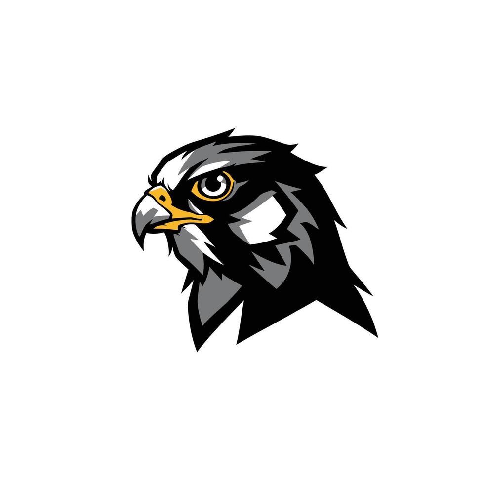 Logo design of an eagle head in grey, black and white vector
