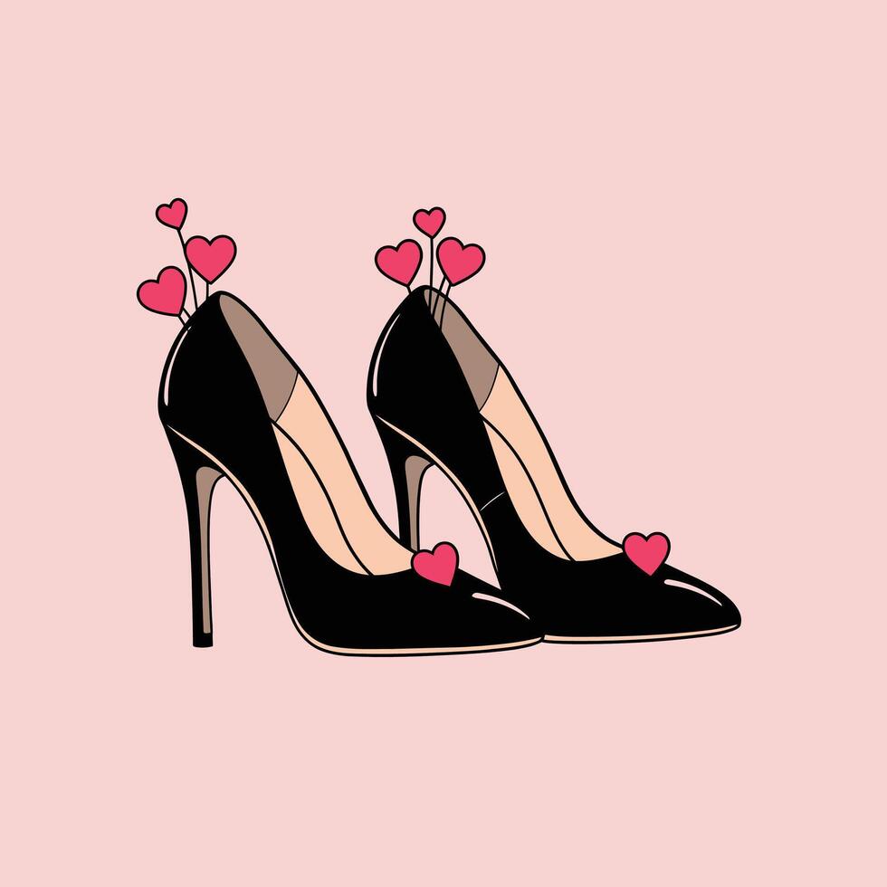 Logo design of a pair of high heels with hearts on them vector