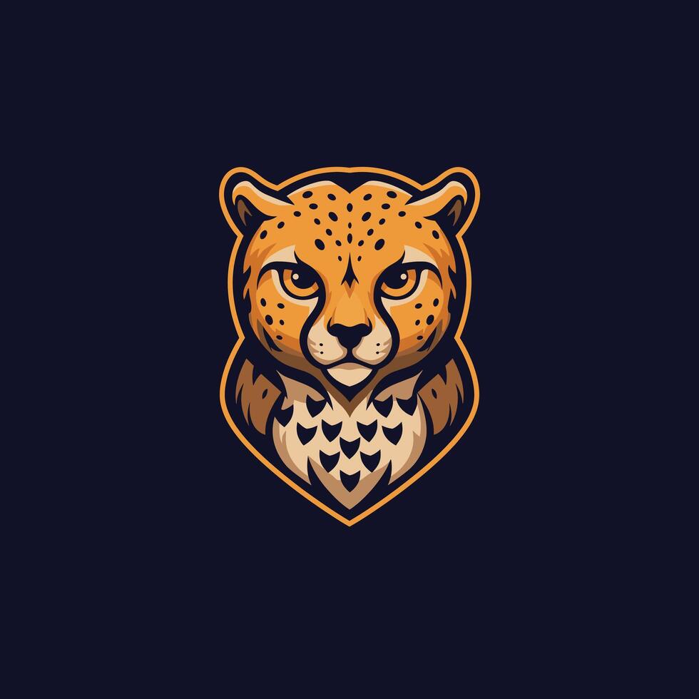 Cheetah head with body of an owl logo design vector