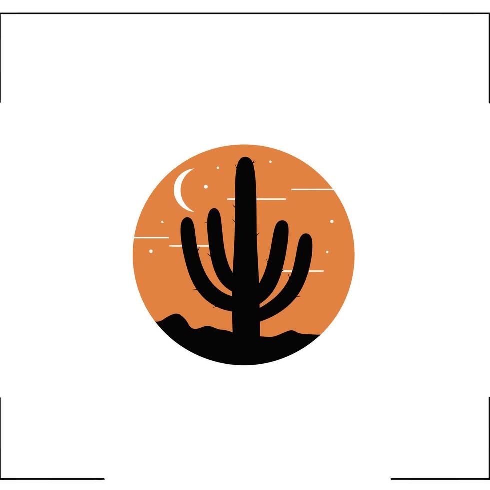 Nighttime cactus logo design vector