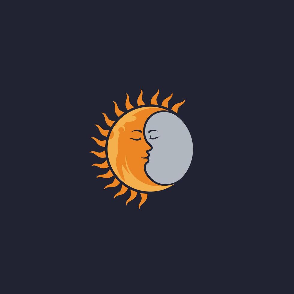 Moon and sun logo design vector