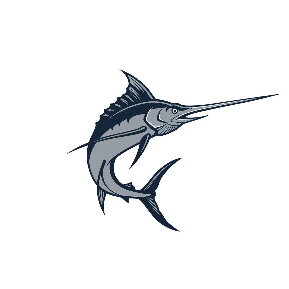 Logo design of a marlin fish jumping out of the water vector