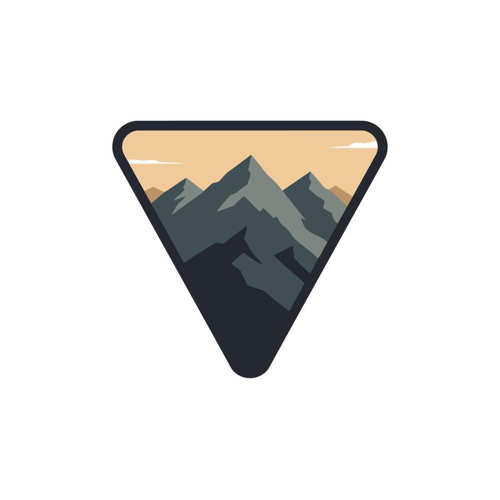 Mountain on a inverted triangle logo design vector