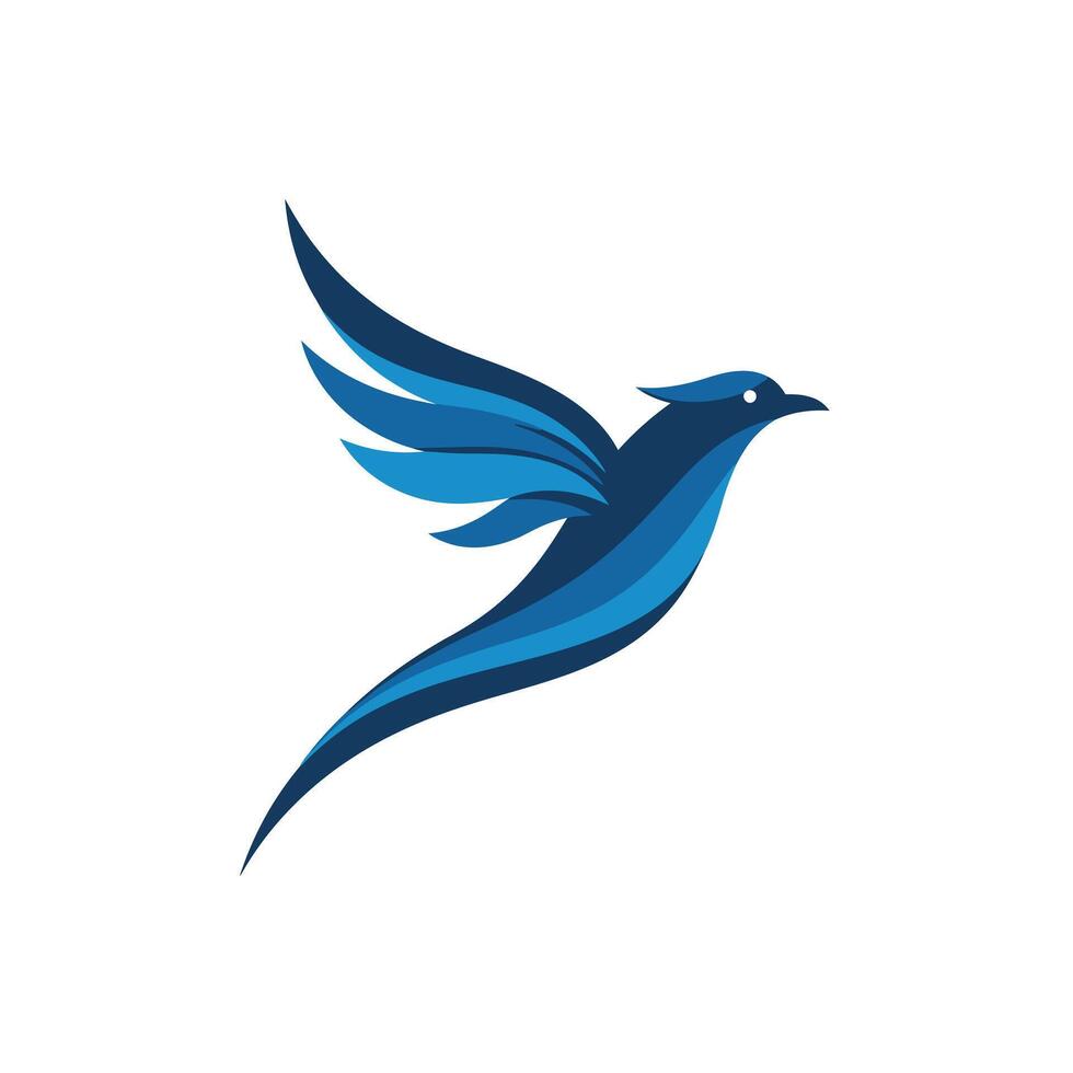Bird in shades of blue logo design vector