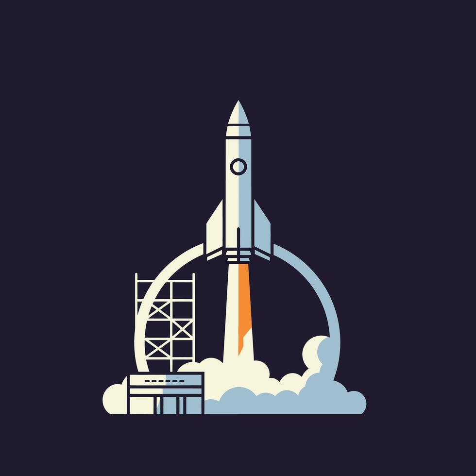 Space rocket launch logo design vector