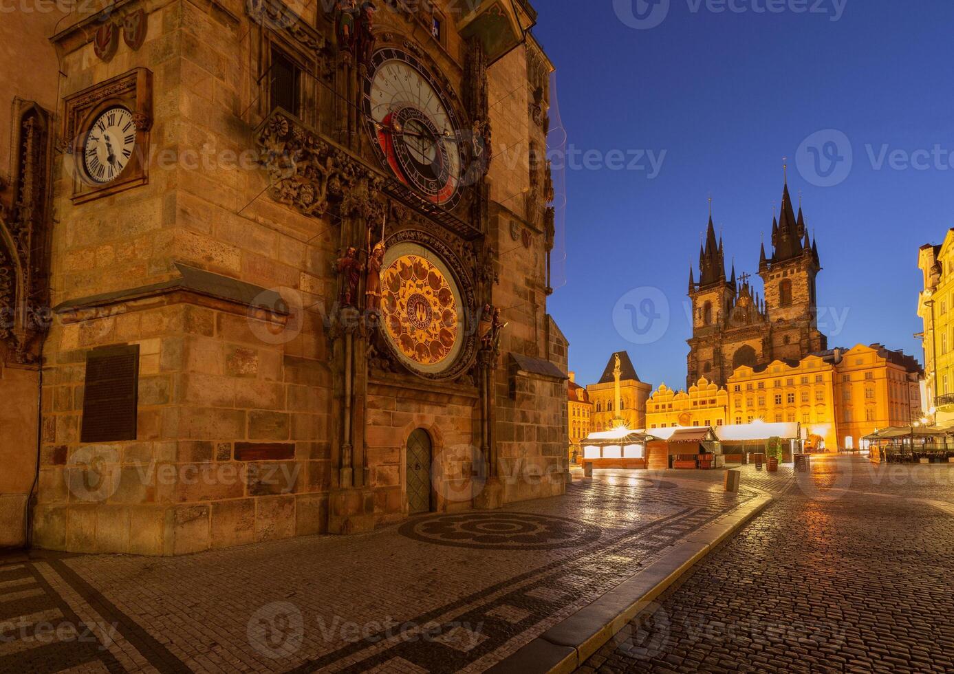 Astronomical Clock in Prague, Czech Republic at Dawn photo