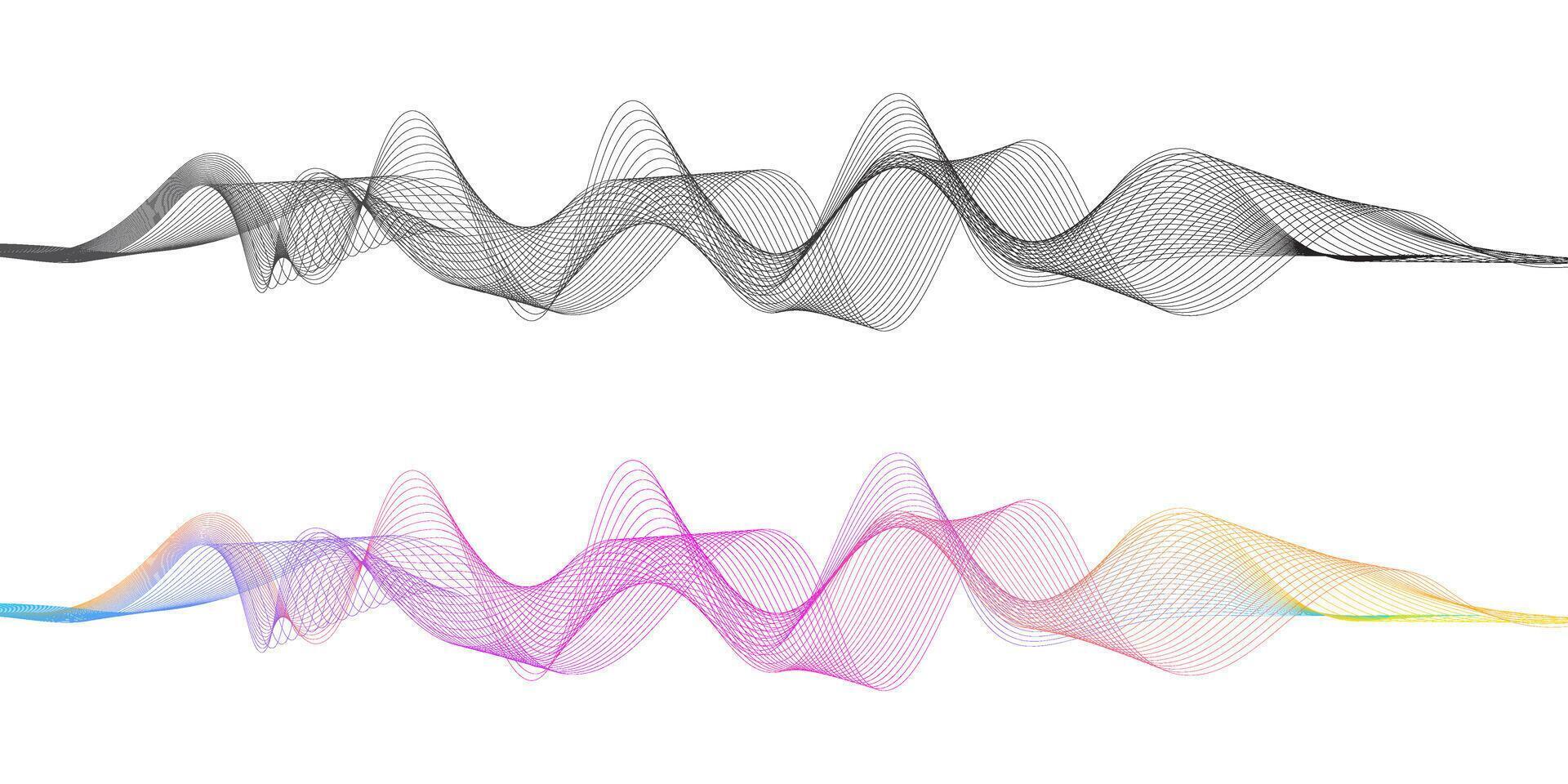 Abstract colorful blend wave lines. Glowing modern wave with dynamic flowing lines. Futuristic technology and sound wave lines. Digital frequency track equalizer vector