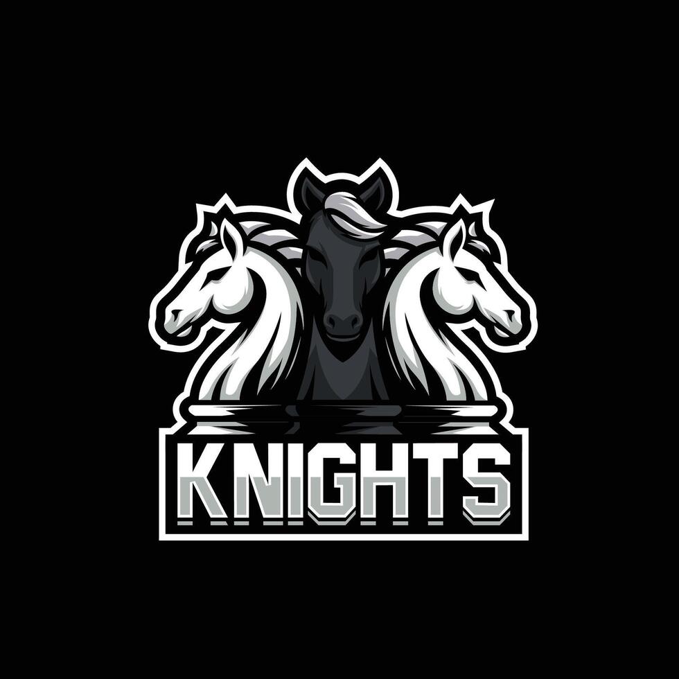 chess knight horse with black and white colors vector
