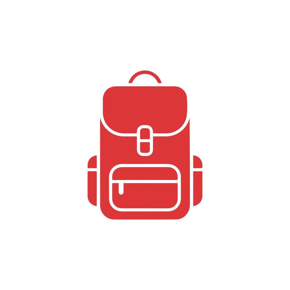 Isolated illustration of a red backpack bag with straps against a white background vector