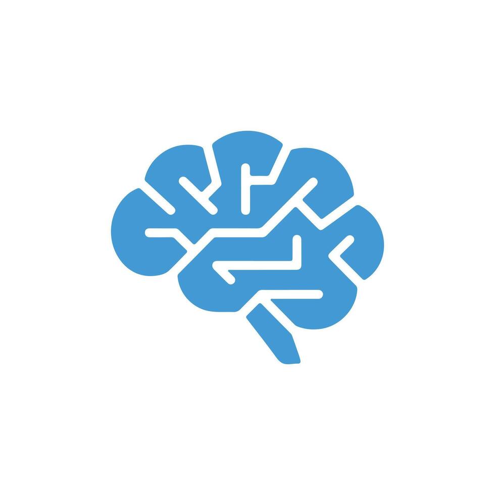 Stylized human brain in light blue with internal structure isolated on white vector
