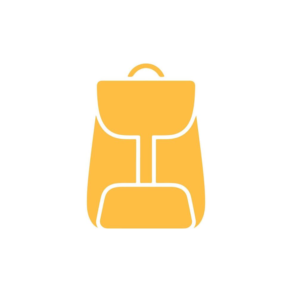 Yellow backpack icon on white background representing school bag, travel, and luggage vector