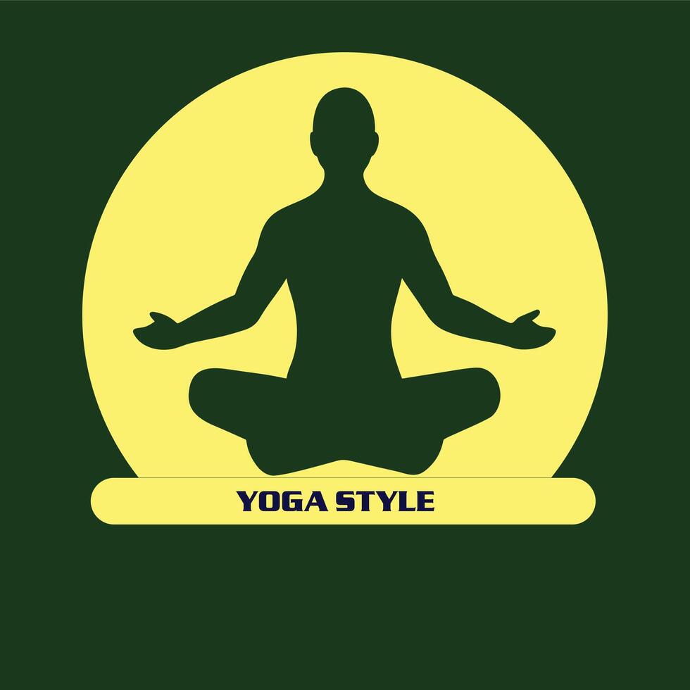 yoga style logo with a silhouette of a man in lotus pose vector
