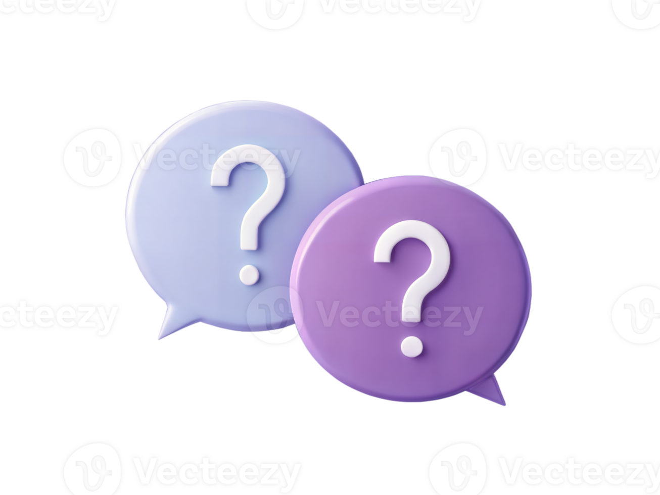 Two Pastel Speech Bubbles with Question Marks on transparent background png