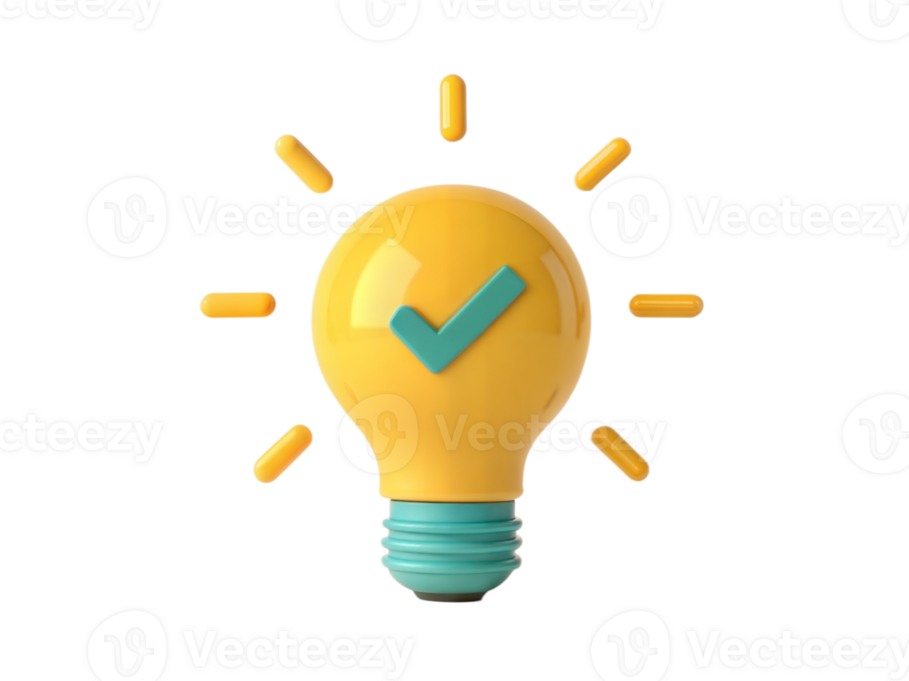 Creative lightbulb with checkmark icon on transparent background png