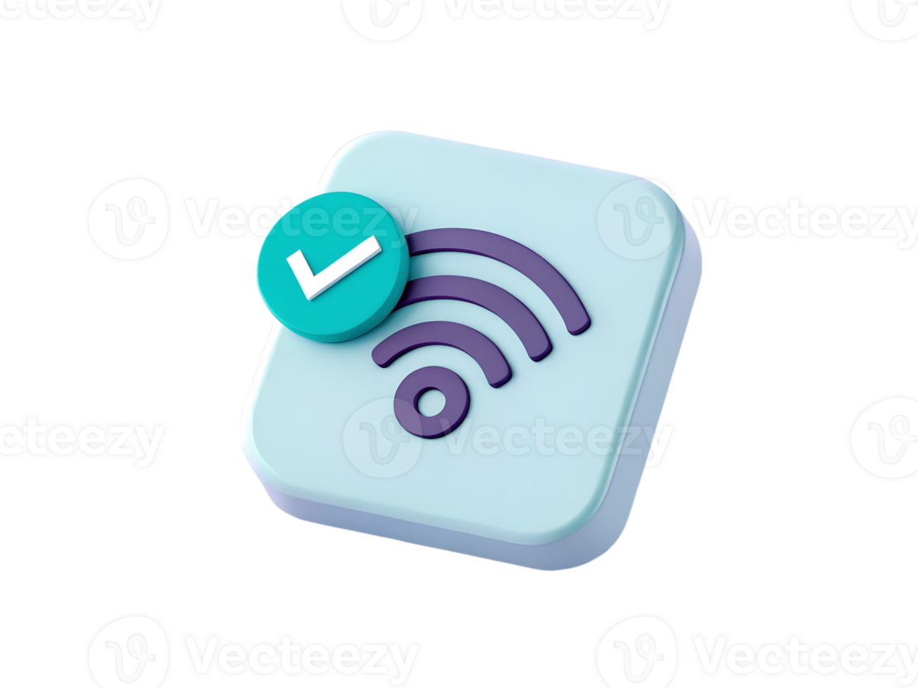 3D Wifi Icon with Check Mark on Transparent Background png