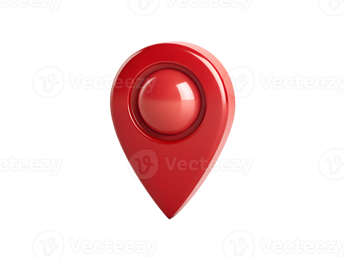 Shiny Red Location Pin Pointer on Transparent Background png