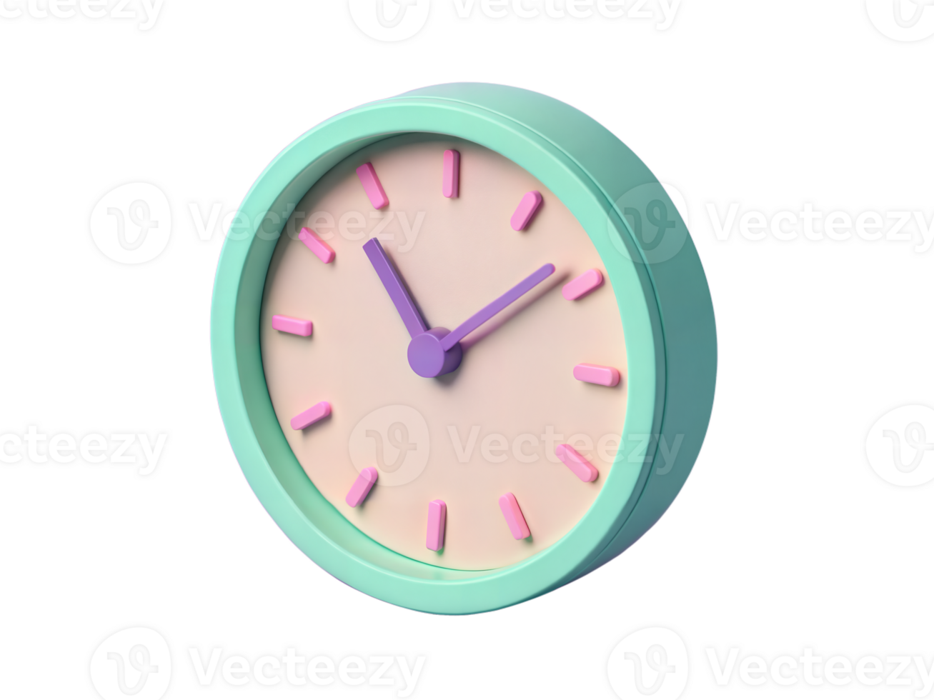 Pastel Colored Cartoon Clock Illustration on Transparent Background png