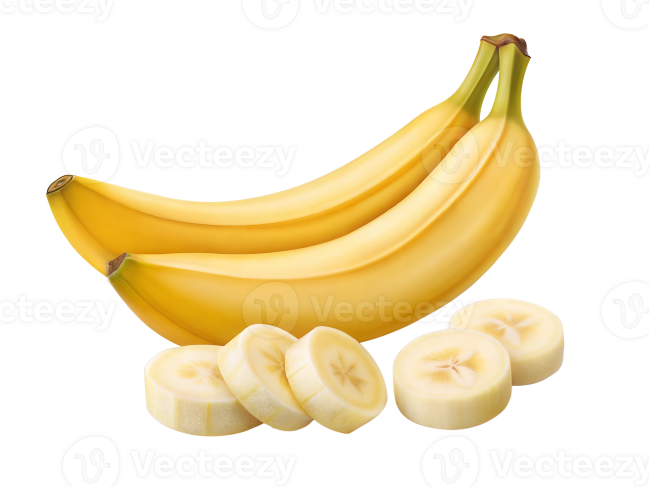 Bananas and Slices Composition on Transparent Background vibrant png