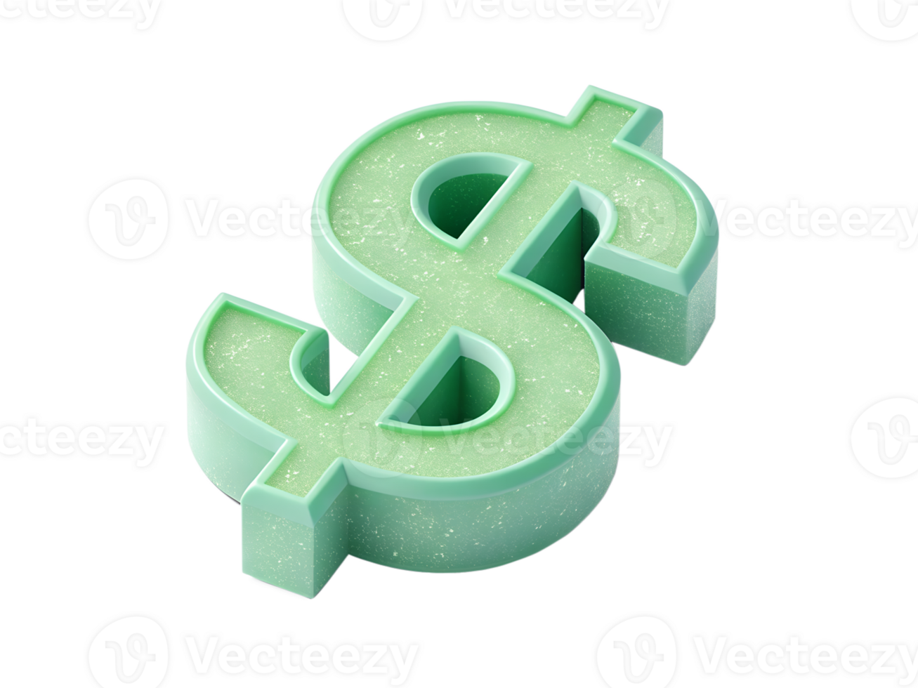 Mint Green Dollar Sign with Texture on Transparent Background png